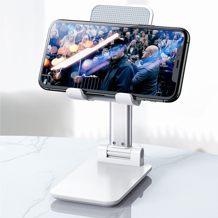 Universal Folding Telescopic Stand - Desktop Mobile Phone and Tablet Holder Compatible with iPad Air, iPhone 12, XS, 11 Pro, POCO X3 NFC - Ideal for Hands-free Device Viewing and Usage - Shopsta EU